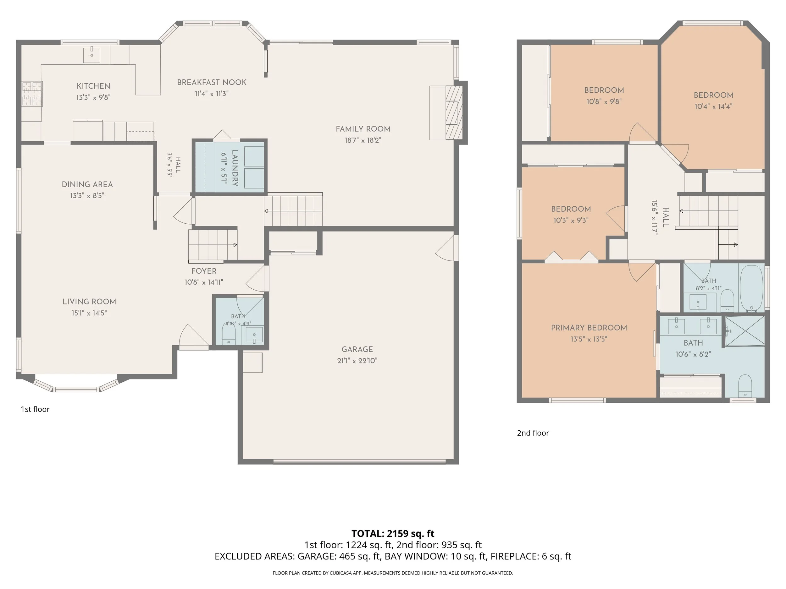 Dimensioned floor plans showing the home layout at 151 Skelly in Hercules.