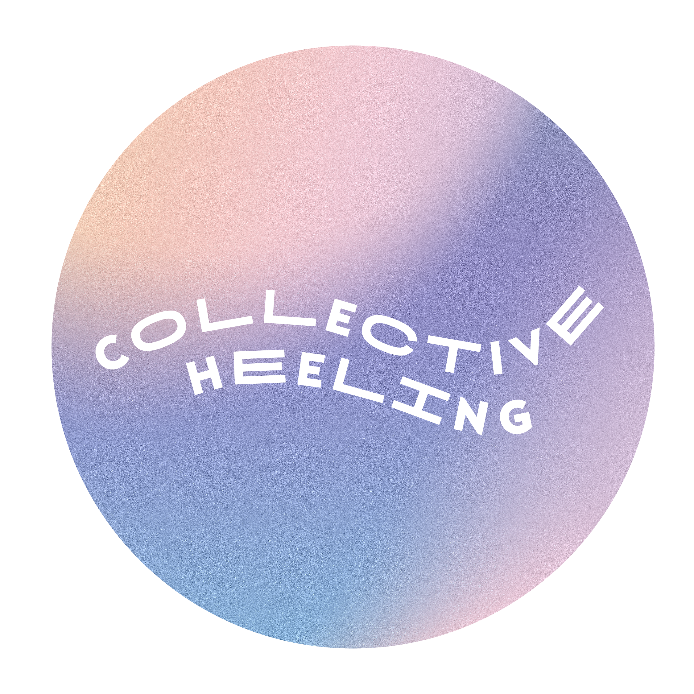 A circular logo with a gradient background of pink, purple, and blue. Inside the circle, the words 'Collective Healing' are written in white, with 'Collective' curved along the top and 'Healing' curved along the bottom.