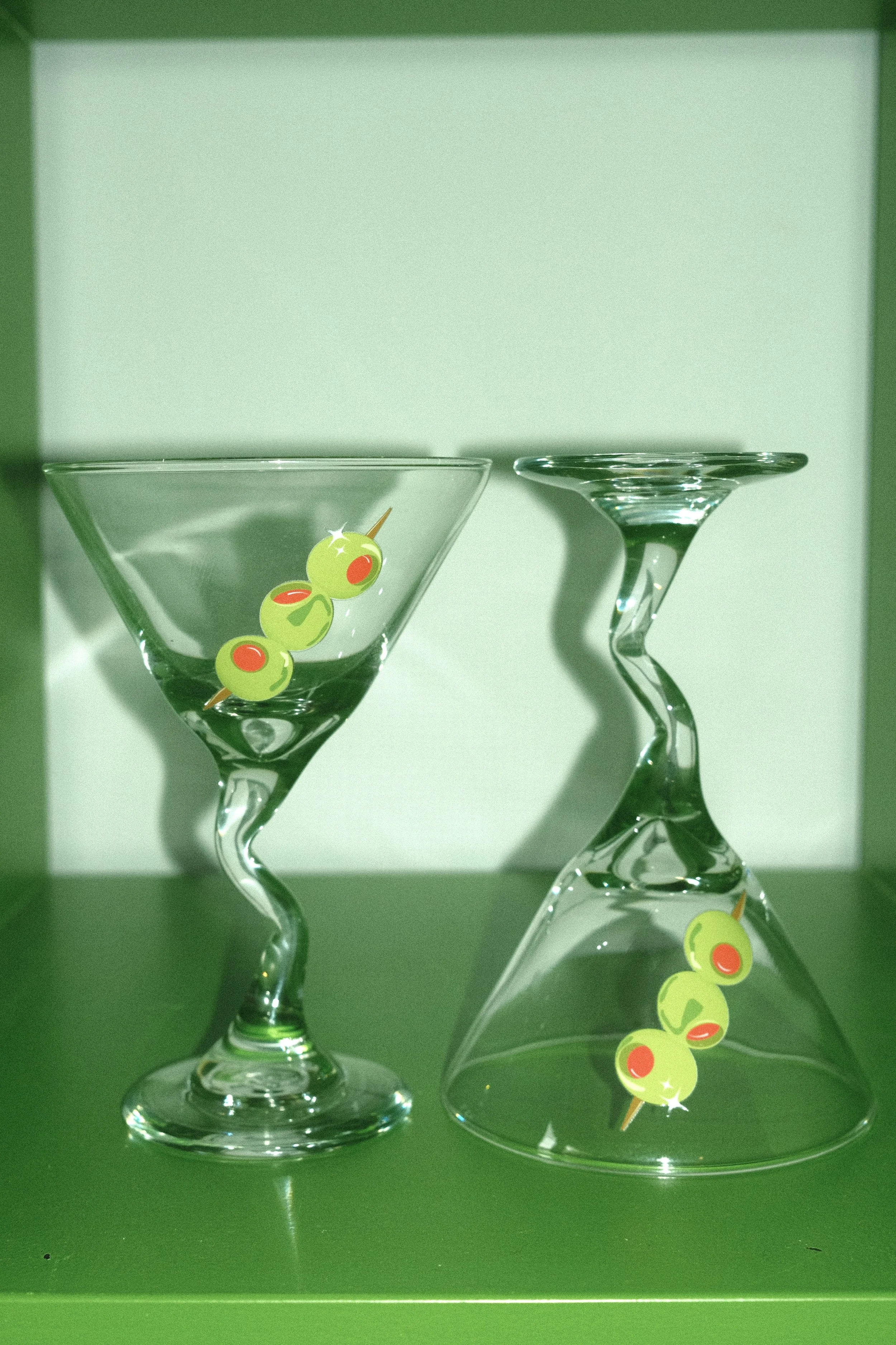 Olive Martini Glasses Set
