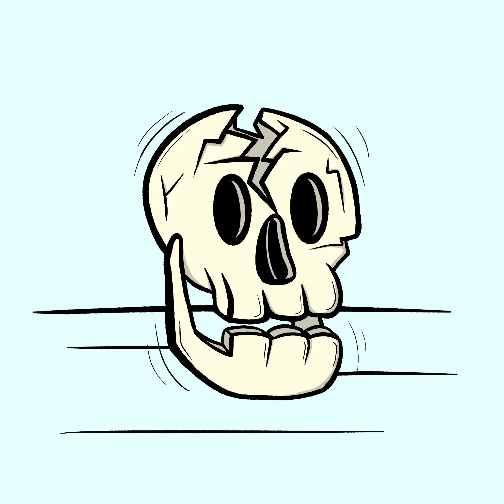 Cartoon skull with cracked head