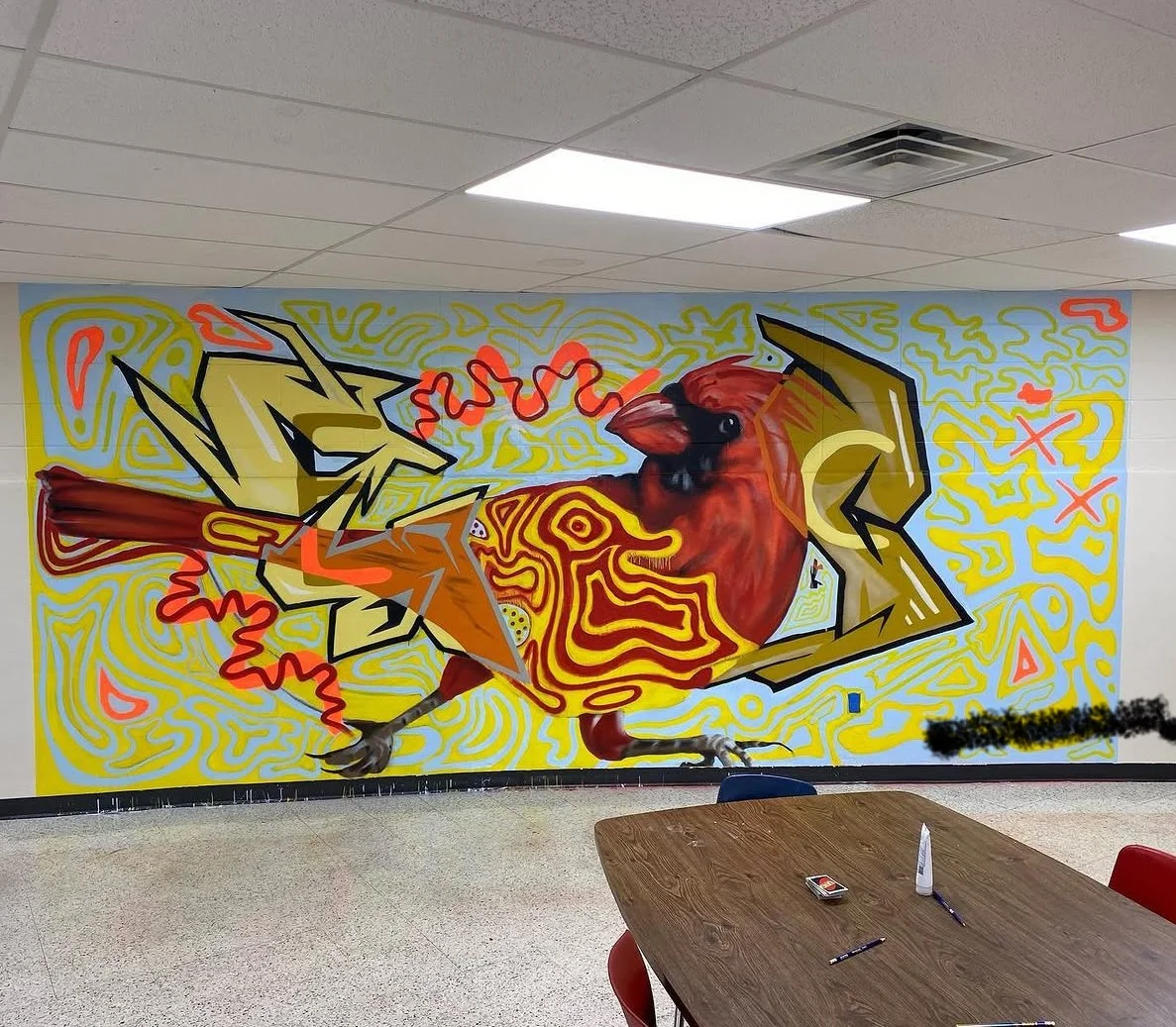 East Central Sr. High mural. Collaboration with Spencer Plumlee. Tulsa, Oklahoma. 2022