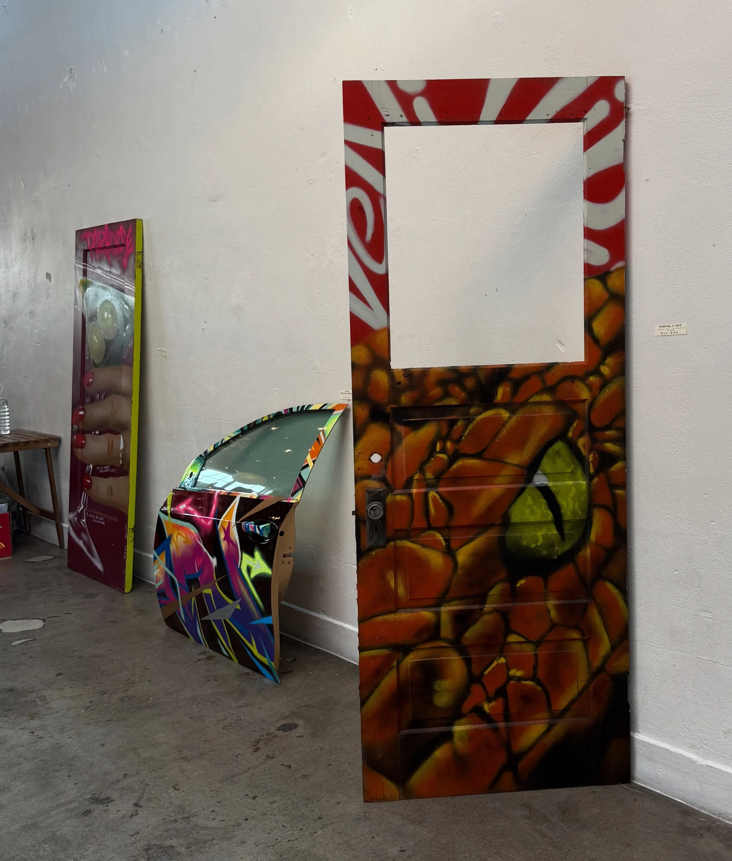 Sample - Portals

This series is sort of a milestone in my artistic career. These doors represent places I&rsquo;ve gotten to travel to and opportunities I have came across all thanks to my art. From LA to New York, down to Miami, St. Louis, Dallas, 