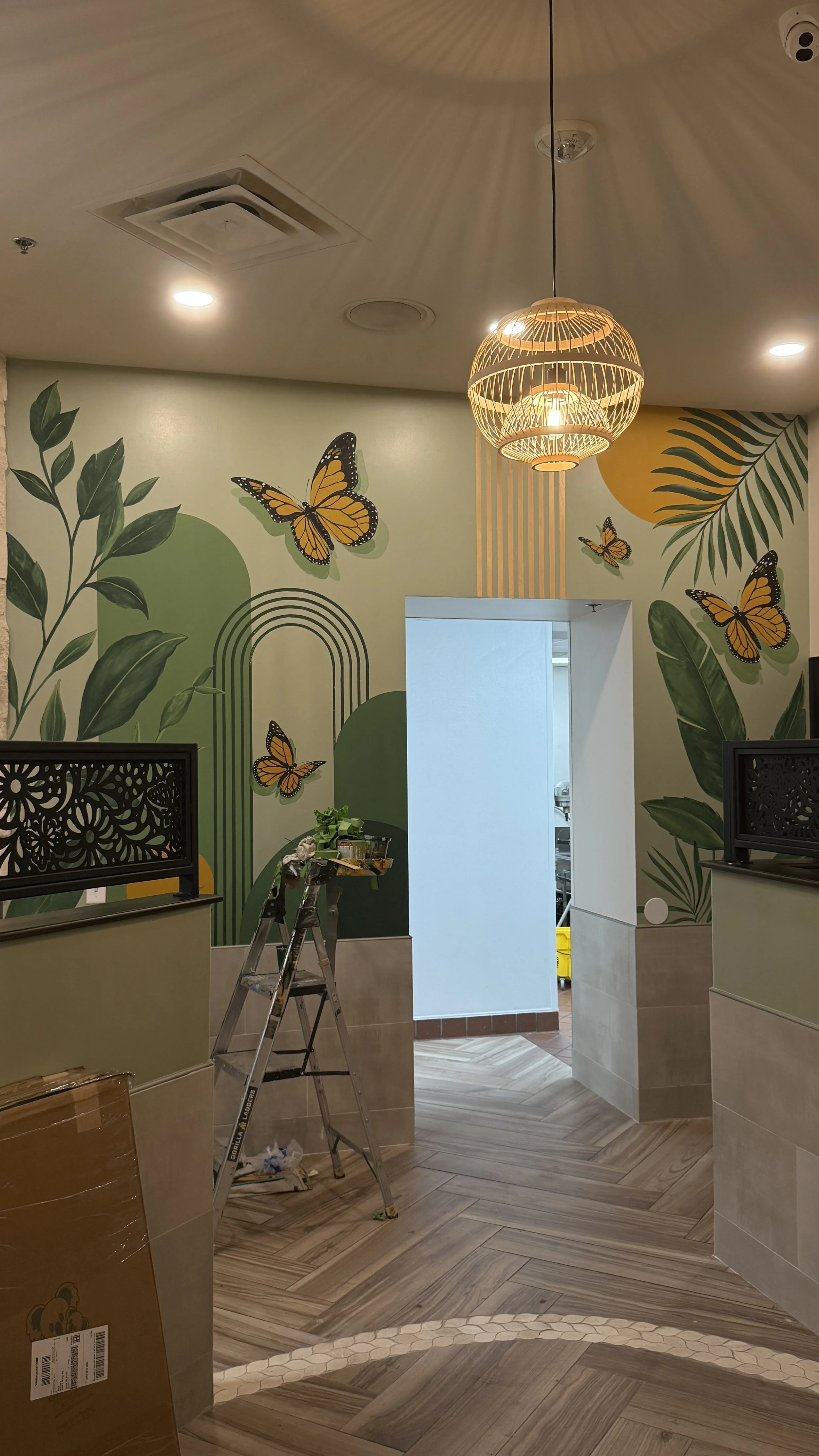 A series of custom murals, painted graphics, vinyl, and signage created for Monarca: Cuisine Tequila Bar ahead of its opening. Using everything from laser leveling and detailed tape work to custom stencils and vinyl cutting, this project brought seve