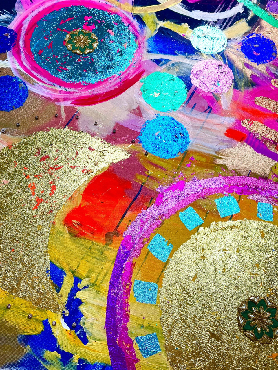 Unapologetically, over-the-top beautiful with imitation gold and coloured leaf. Volume UP.