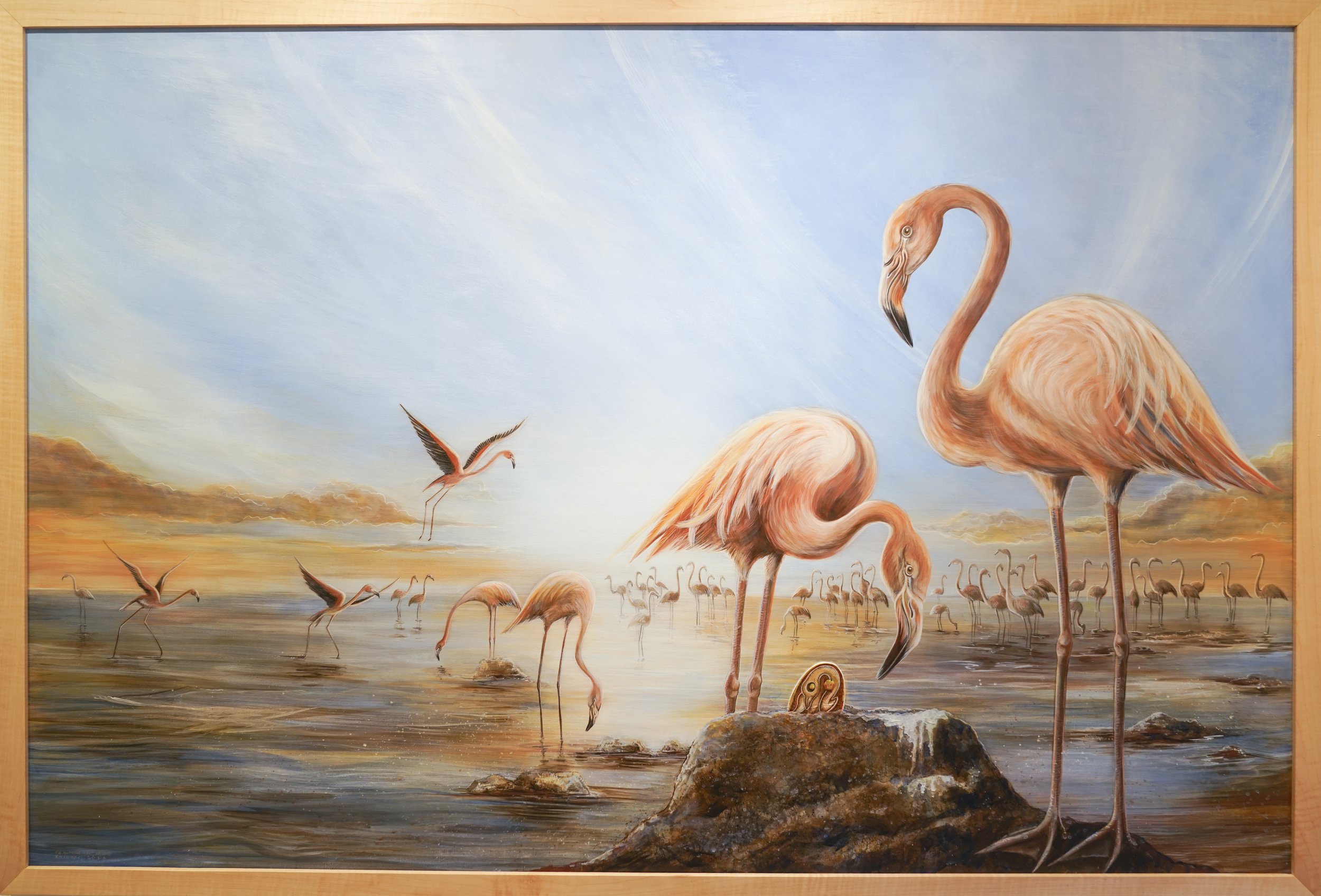 Fluttering Heart of God, 2026. Egg tempera and water-gilded 24K gold leaf on aluminum panel, 48" × 72".