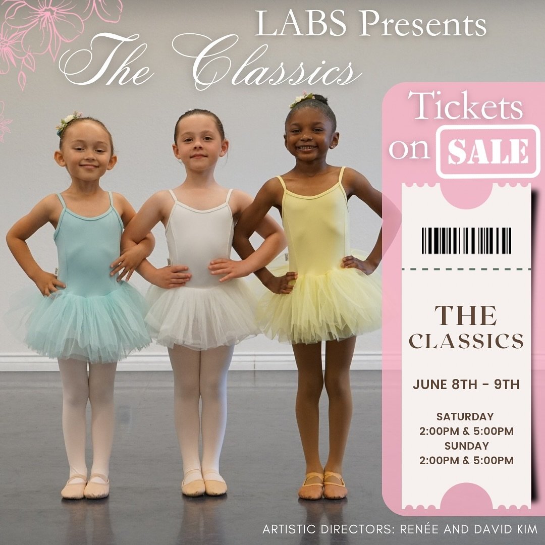 || LABS presents The Classics✨ ||

🎟️TICKETS NOW AVAILABLE FOR PURCHASE

Saturday, June 8th
Sunday, June 9th
2pm &amp; 5pm (both dates)
📍 @pdablackbox 

Families of dancers will have a maximum purchase limit of 4 tickets per show. This limit will b