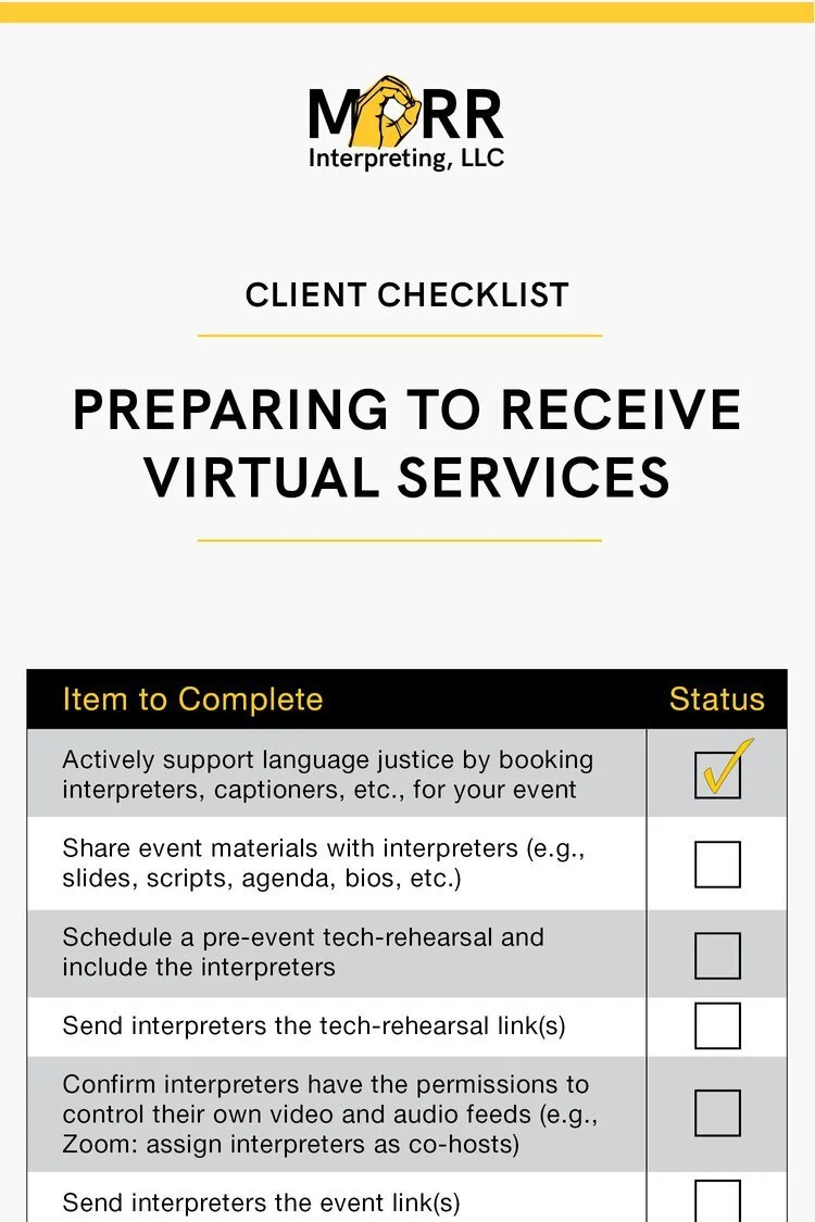 Checklist for how to prepare for virtual services.