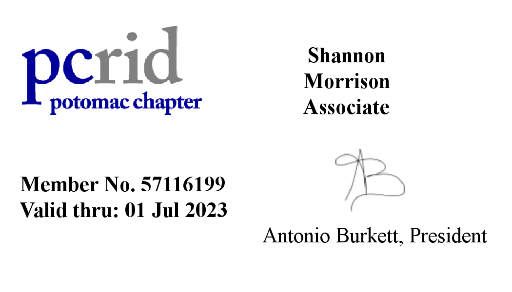 PCRID Membership Card