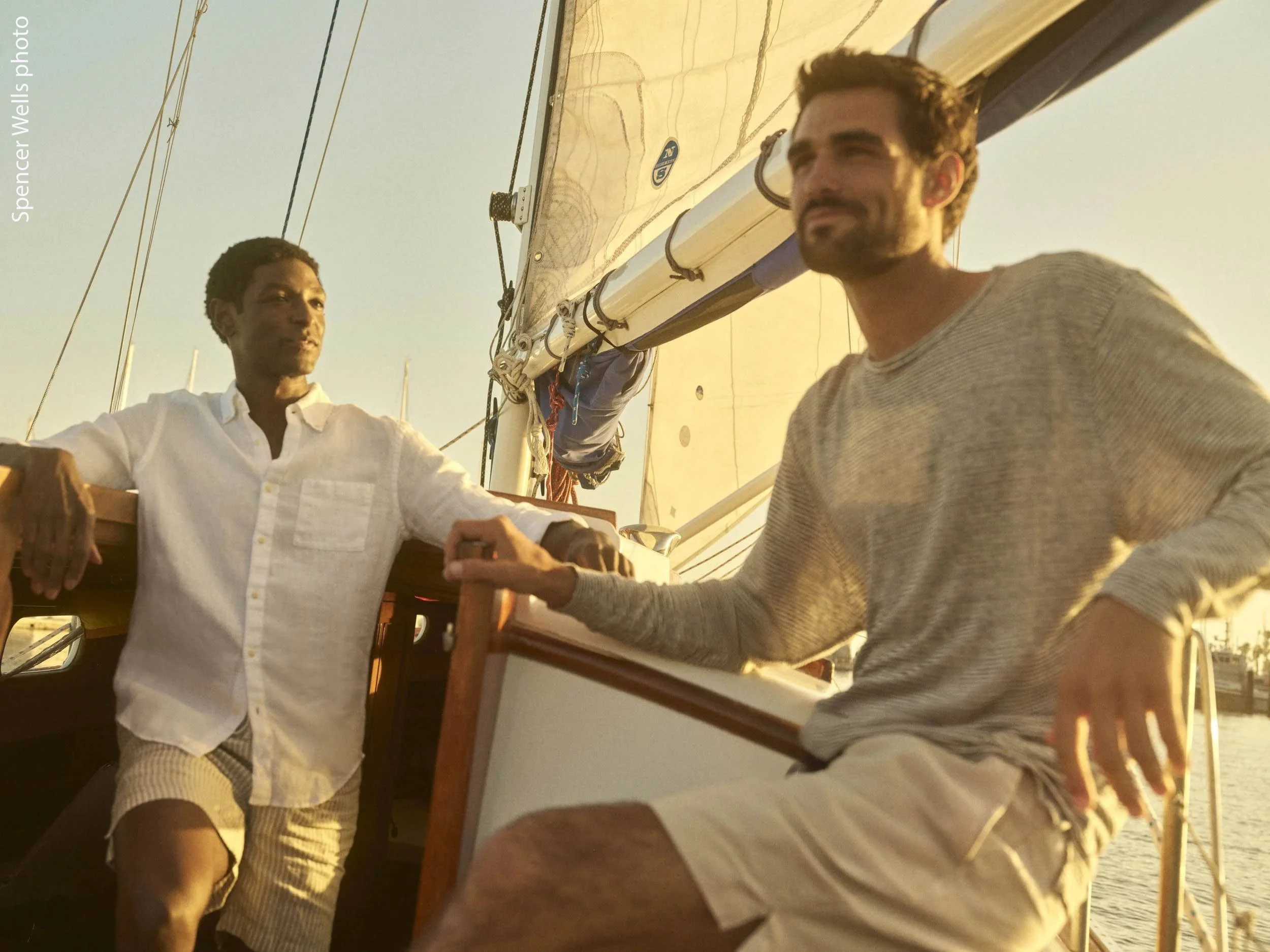 Guests relaxing aboard Kelpie during a private sunset sail in Santa Barbara.