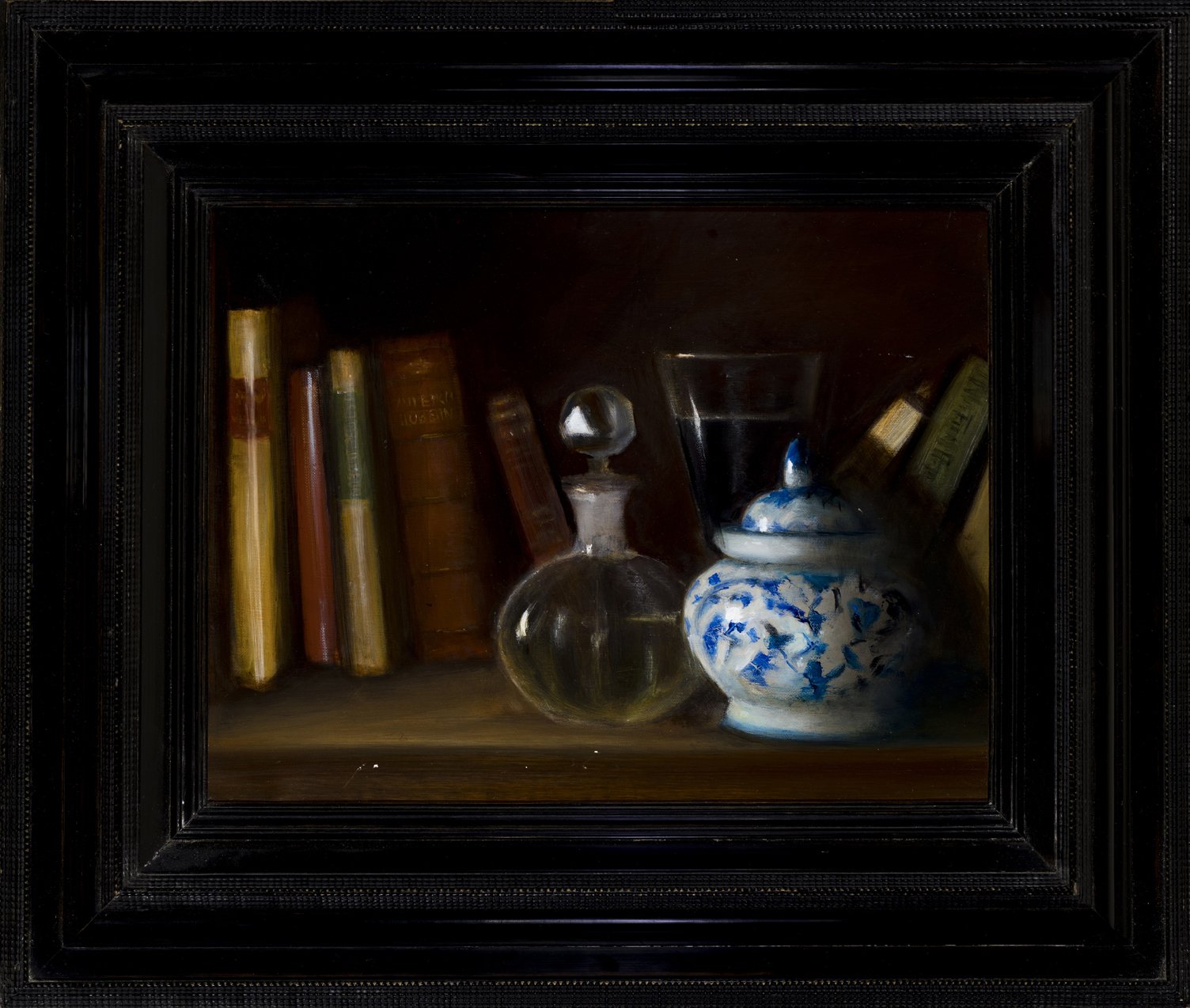 Still life with books and decanter