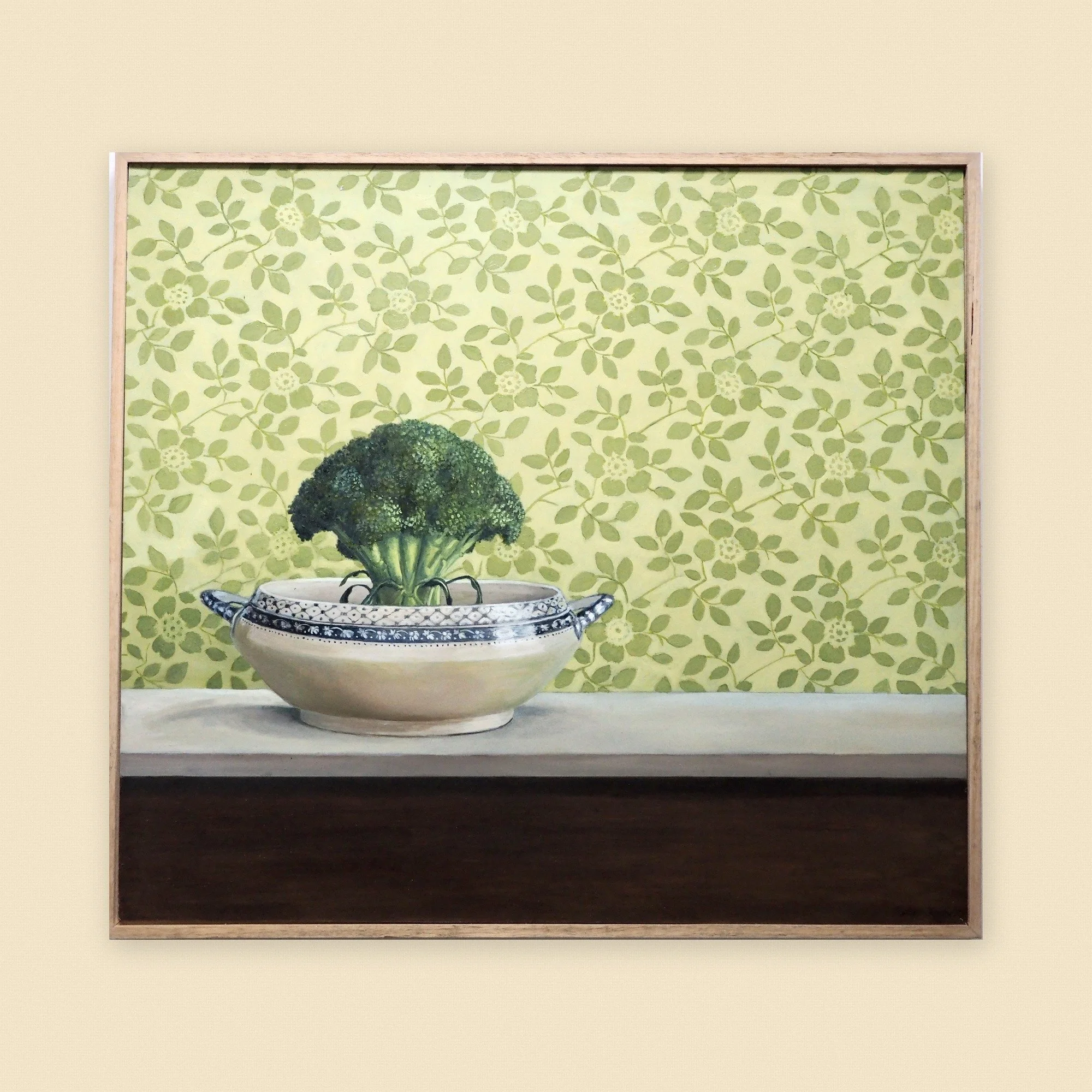 Broccoli . Oil on timber panel framed