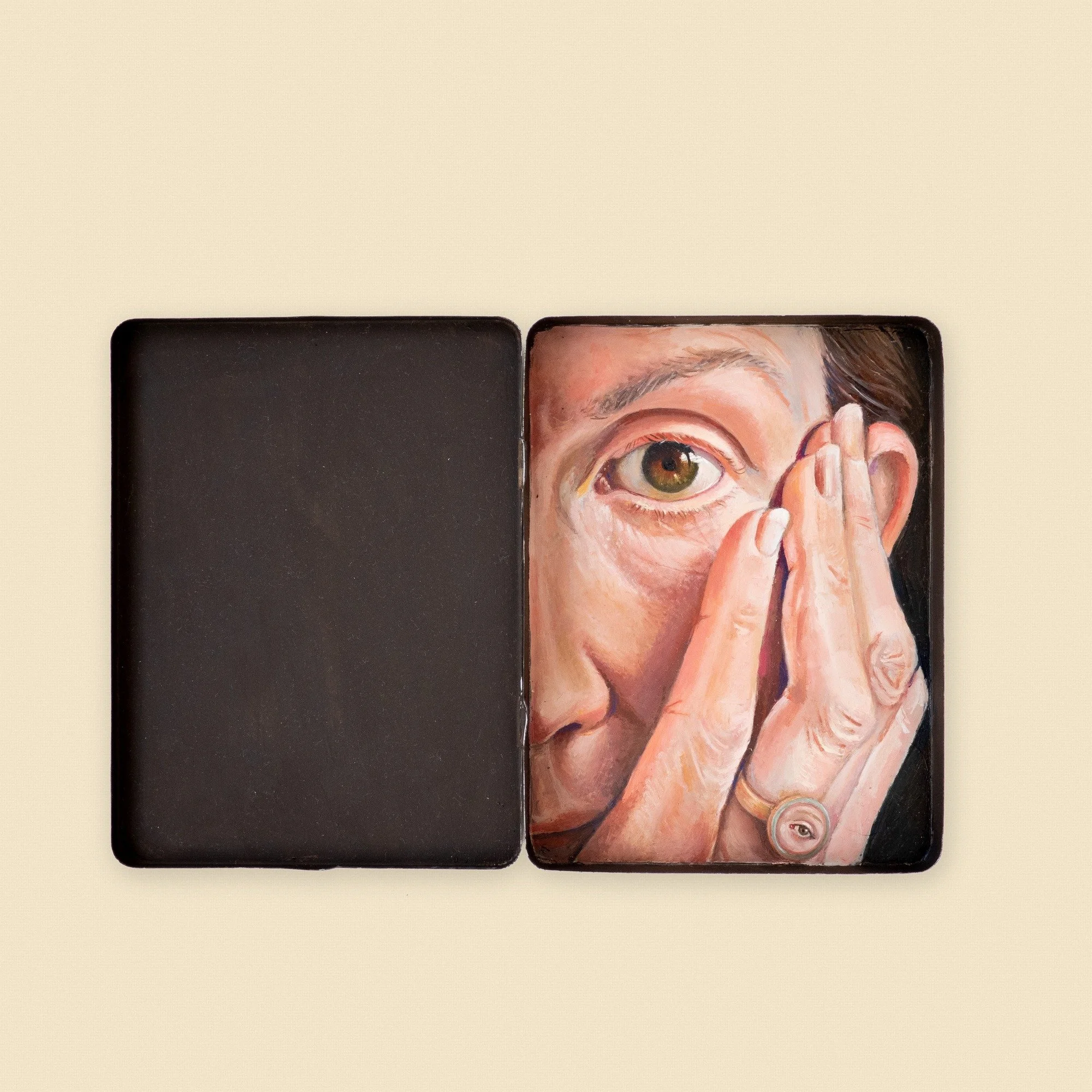 Self Portrait With Eye Ring
Oil in vintage tin
