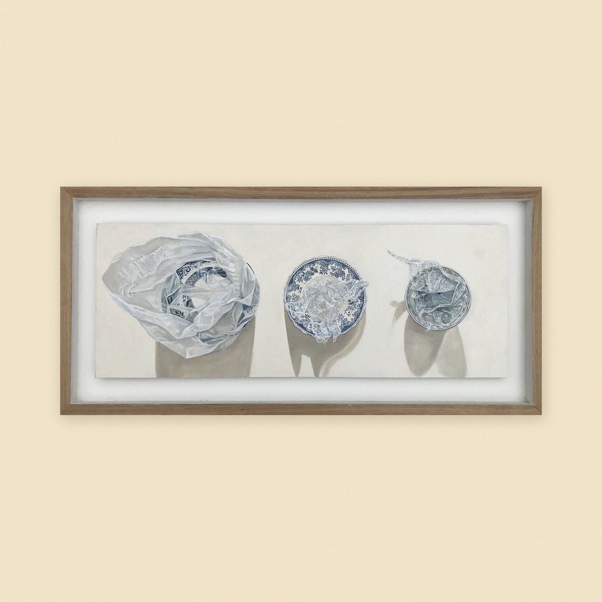 Plastic . Oil on timber panel framed
