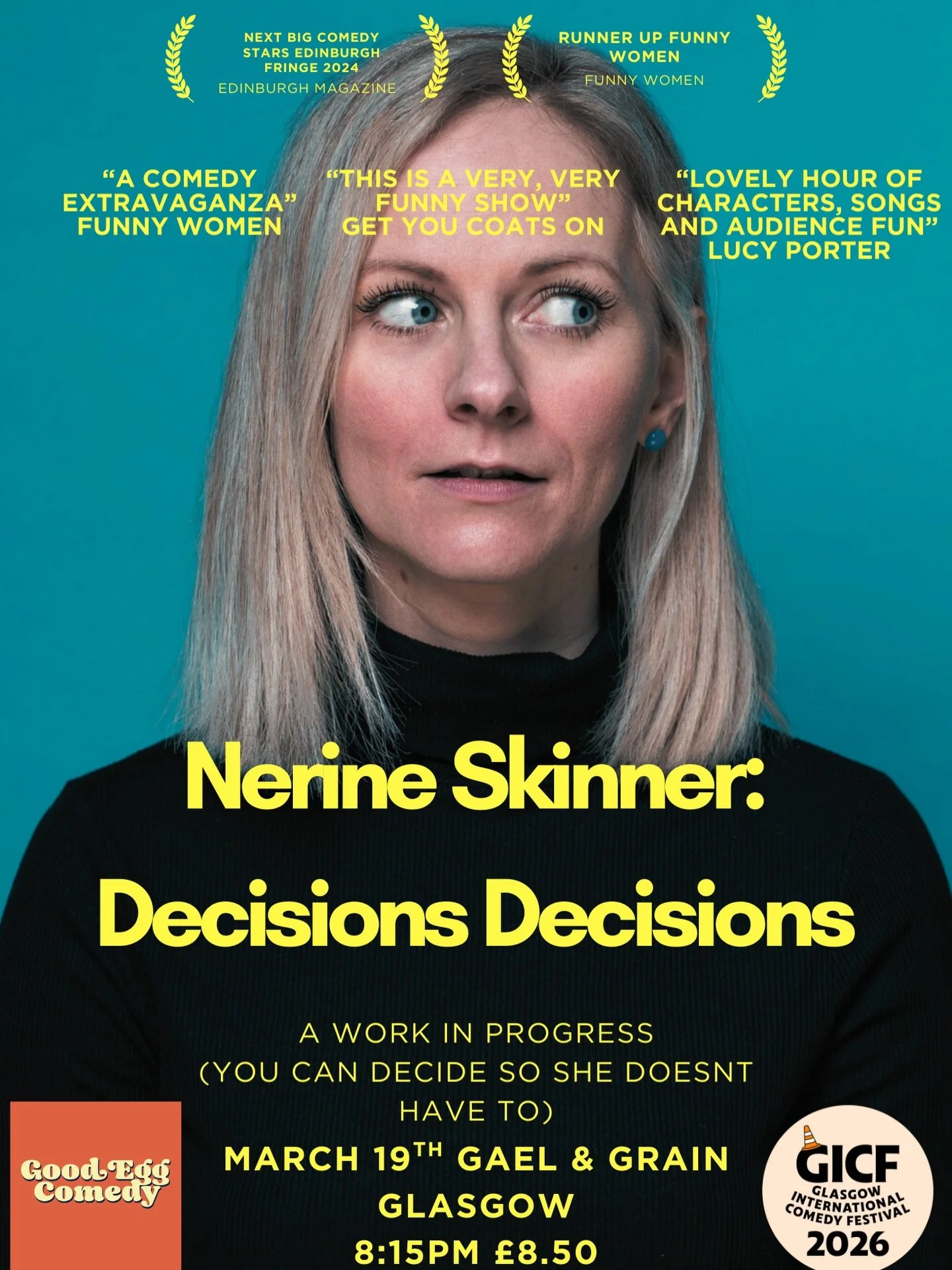 I&rsquo;m coming to @glasgowcomedy with @goodeggcom &amp; I need your help! One to come along as I know nobody in Glasgow &amp; 2, to help me create the thing&hellip; 

I&rsquo;ve always struggled with decision making and I figured it&rsquo;s time to