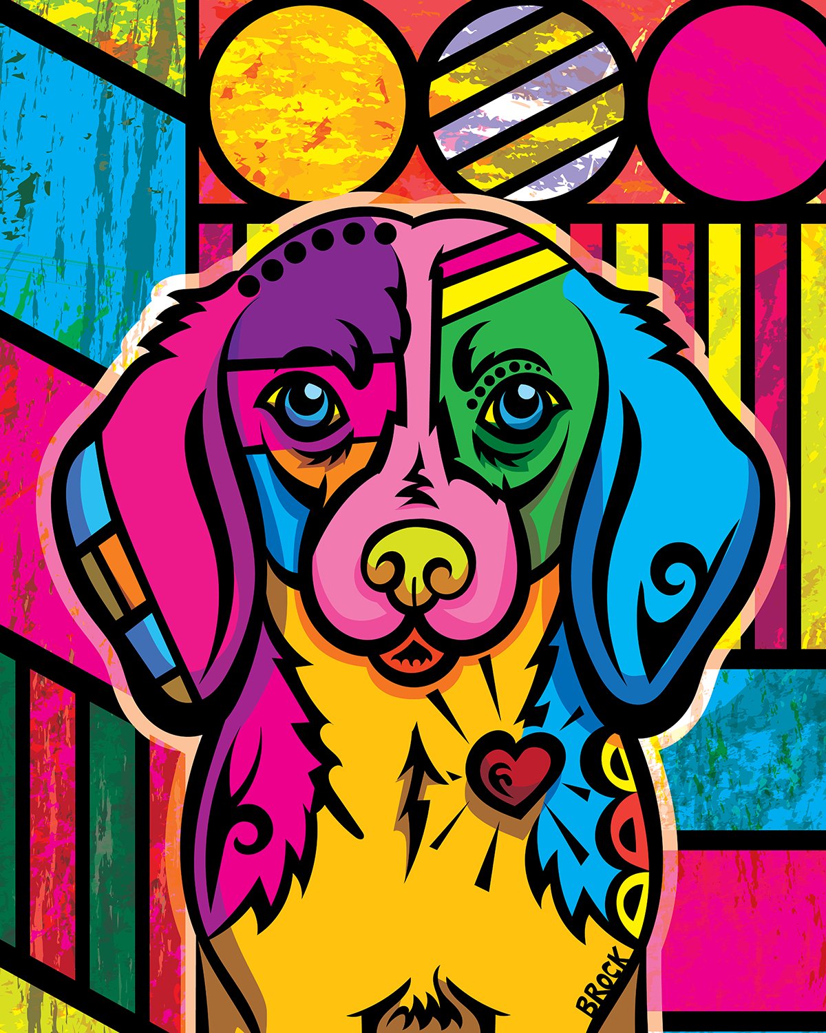 Beagle | Boldly Colored Modern Pop Art | Custom Dog Portrait Illustration by Chris Brock