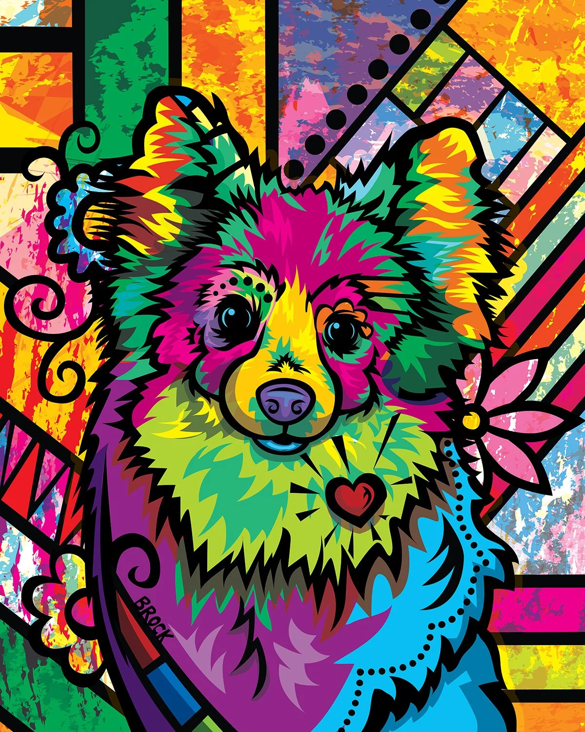 Pomeranian | Boldly Colored Modern Pop Art | Custom Dog Portrait Illustration by Chris Brock