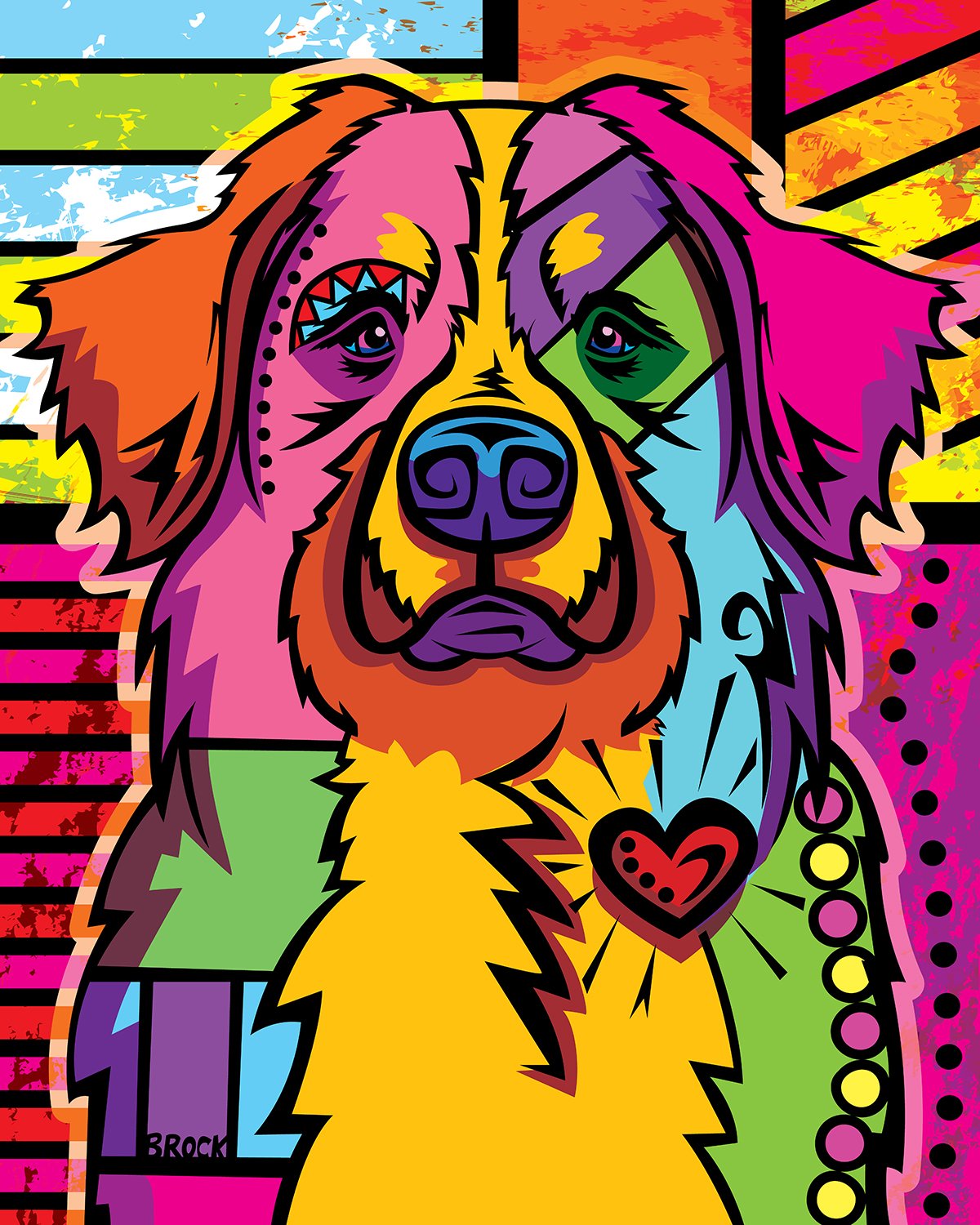 Bernese Mountain Dog | Boldly Colored Modern Pop Art | Custom Dog Portrait Illustration by Chris Brock