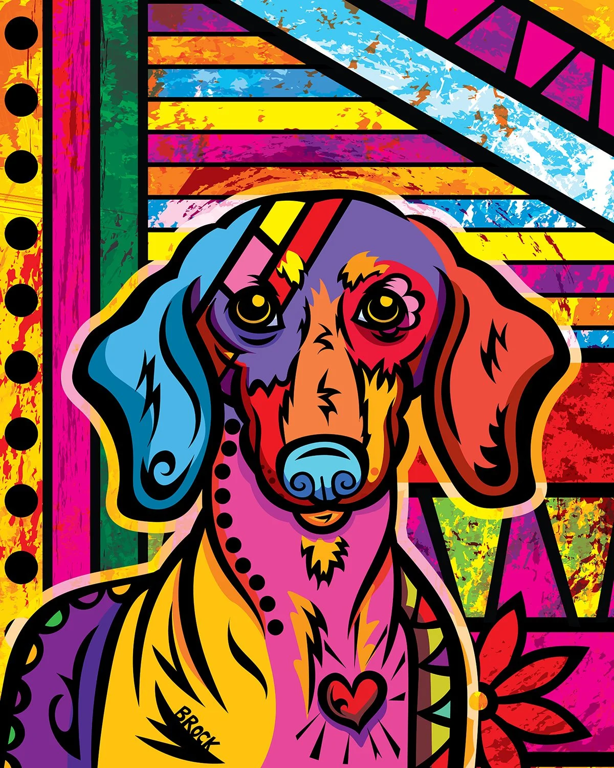 Dachshund | Boldly Colored Modern Pop Art | Custom Dog Portrait Illustration by Chris Brock