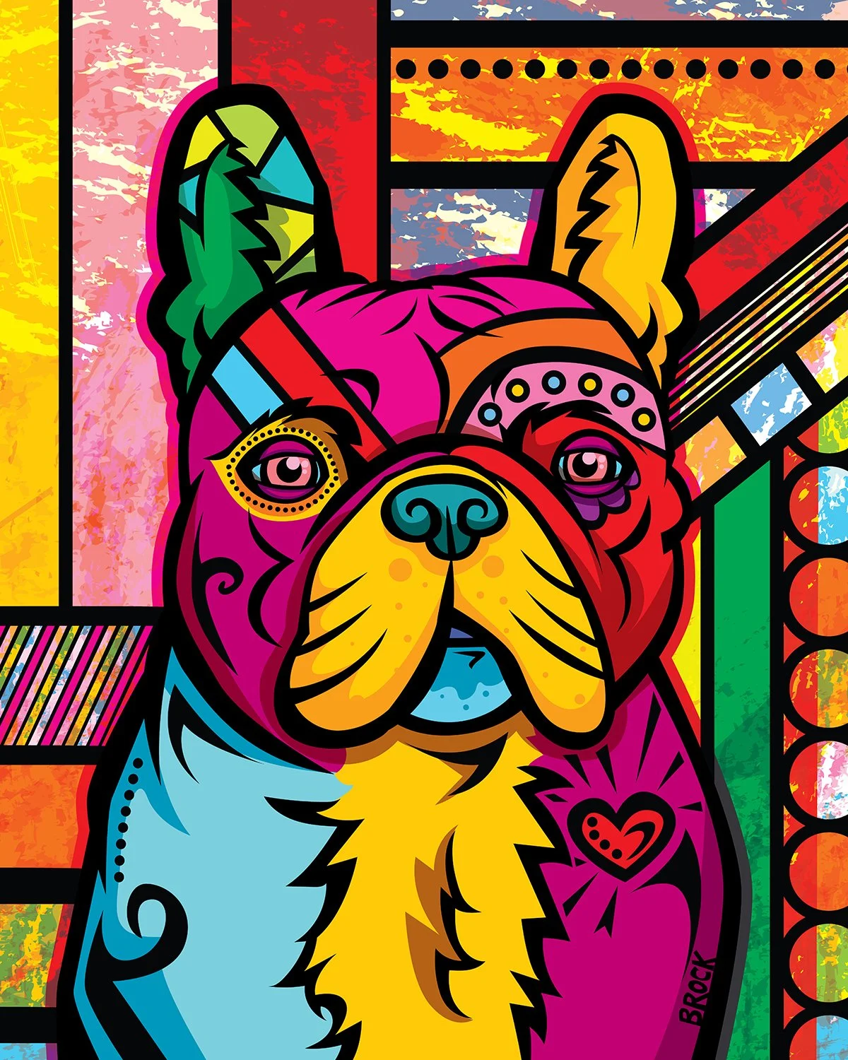 French Bulldog | Boldly Colored Modern Pop Art | Custom Dog Portrait Illustration by Chris Brock