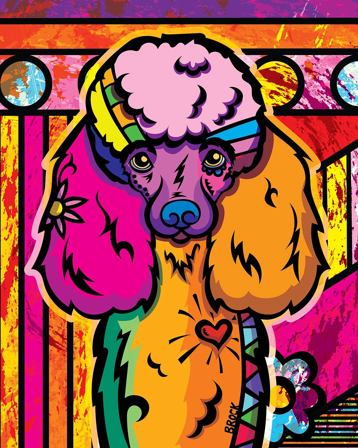 Poodle | Boldly Colored Modern Pop Art | Custom Dog Portrait Illustration by Chris Brock