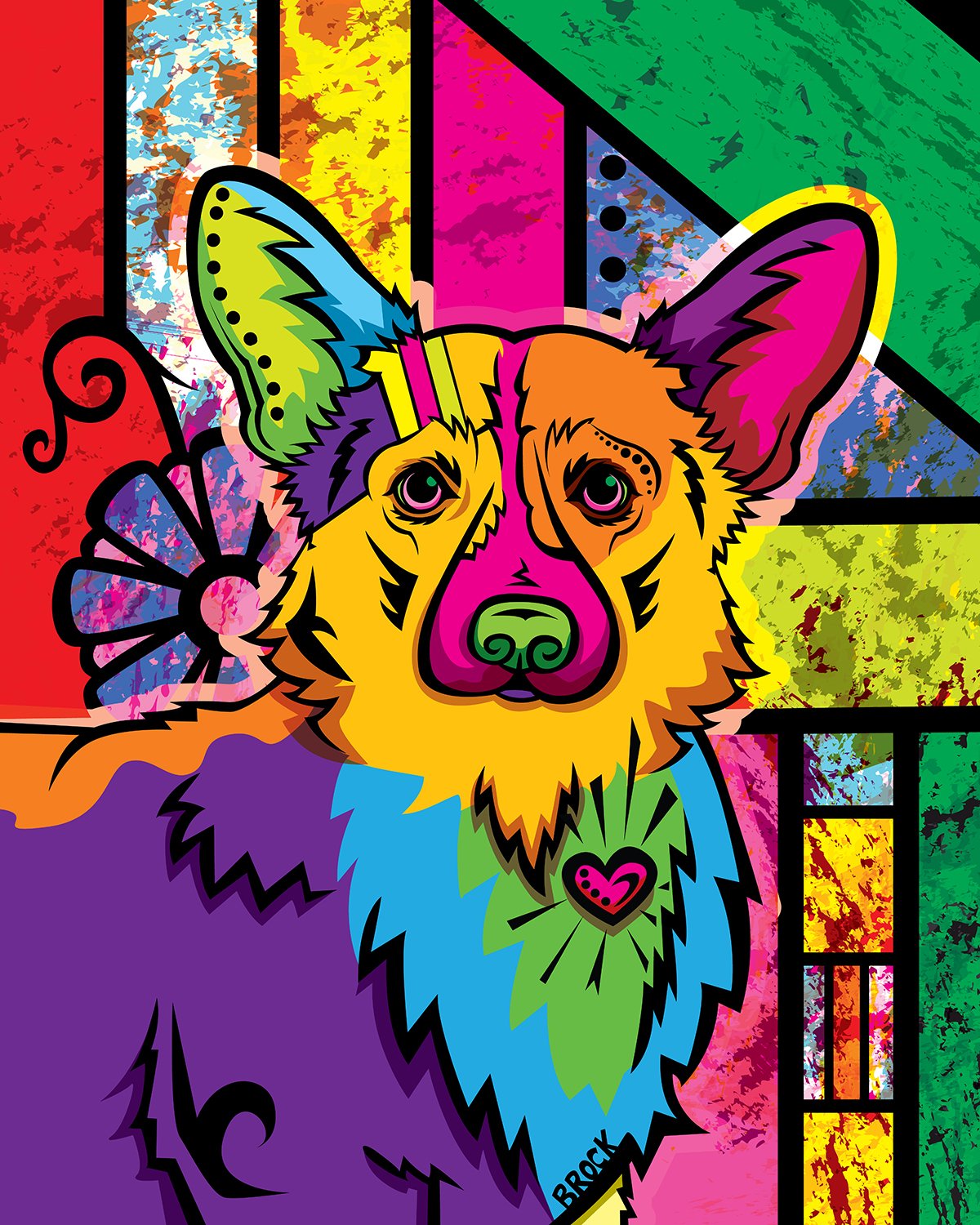 Pembroke Welsh Corgi | Boldly Colored Modern Pop Art | Custom Dog Portrait Illustration by Chris Brock