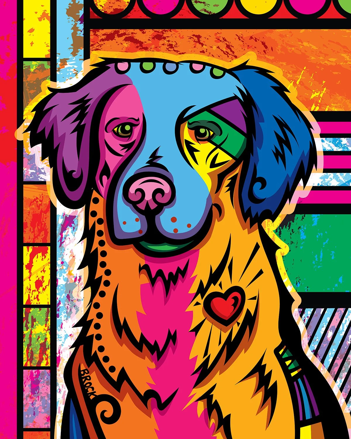 Golden Retriever | Boldly Colored Modern Pop Art | Custom Dog Portrait Illustration by Chris Brock