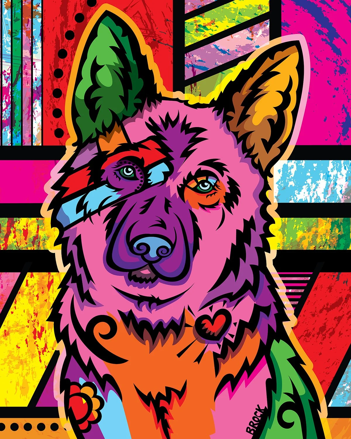 German Shepherd | Boldly Colored Modern Pop Art | Custom Dog Portrait Illustration by Chris Brock