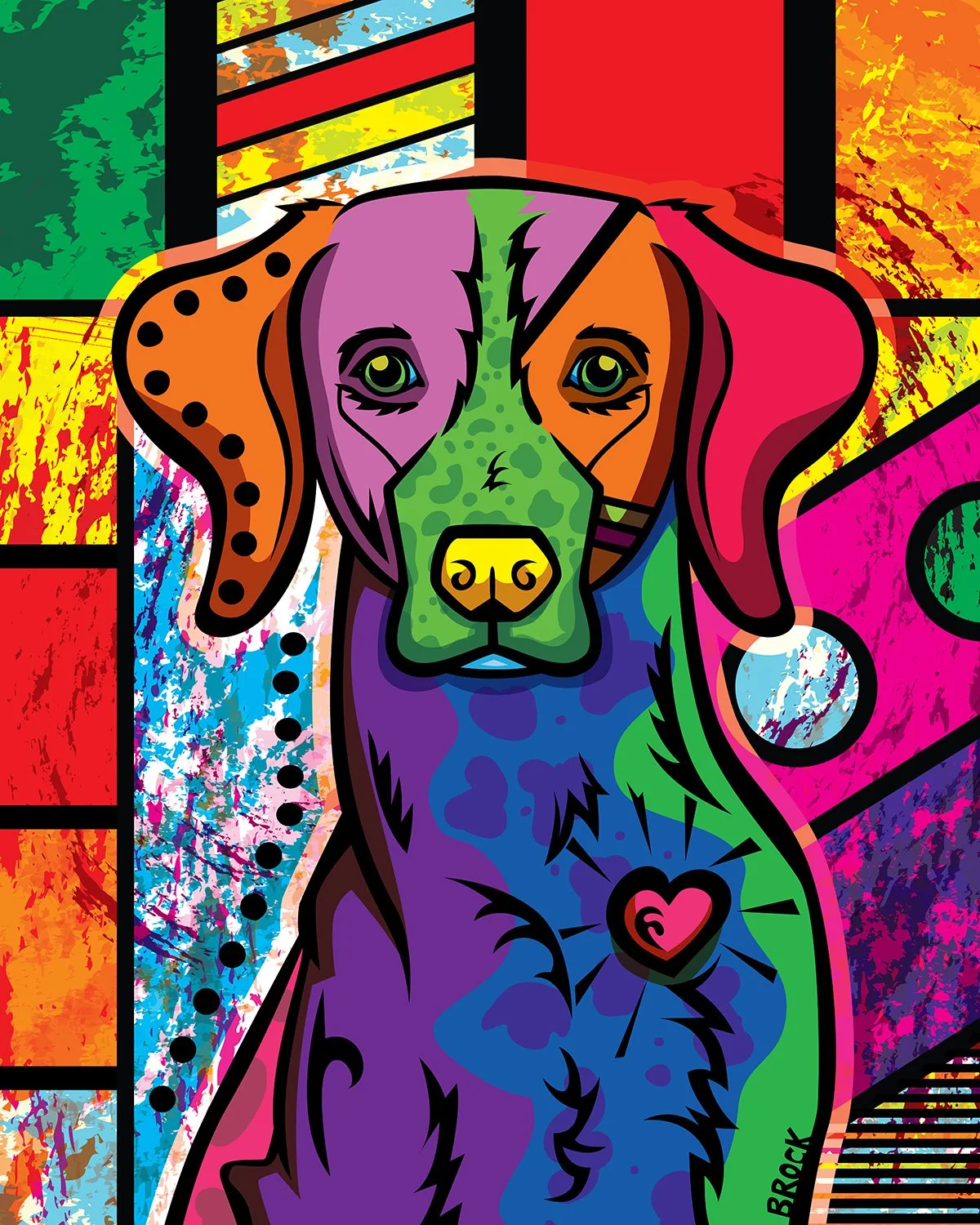 German Shorthaired Pointer | Boldly Colored Modern Pop Art | Custom Dog Portrait Illustration by Chris Brock