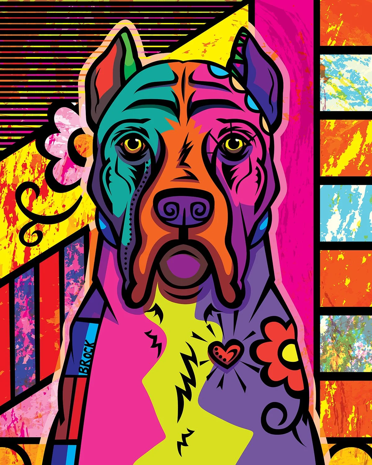 Cane Corso | Boldly Colored Modern Pop Art | Custom Dog Portrait Illustration by Chris Brock