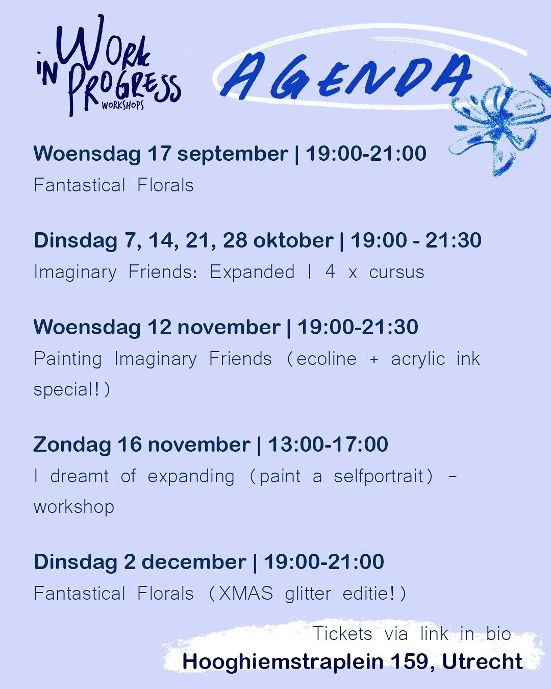 De najaars workshop agenda is er! T/m 1 september geld er een automatische 15% early bird korting. Tickets via de link in bio of comment &lsquo;tickets&rsquo;. 

💥 tot 1 september 15% early bird korting op je ticket.
⚡️ workshops are in DUTCH, but h