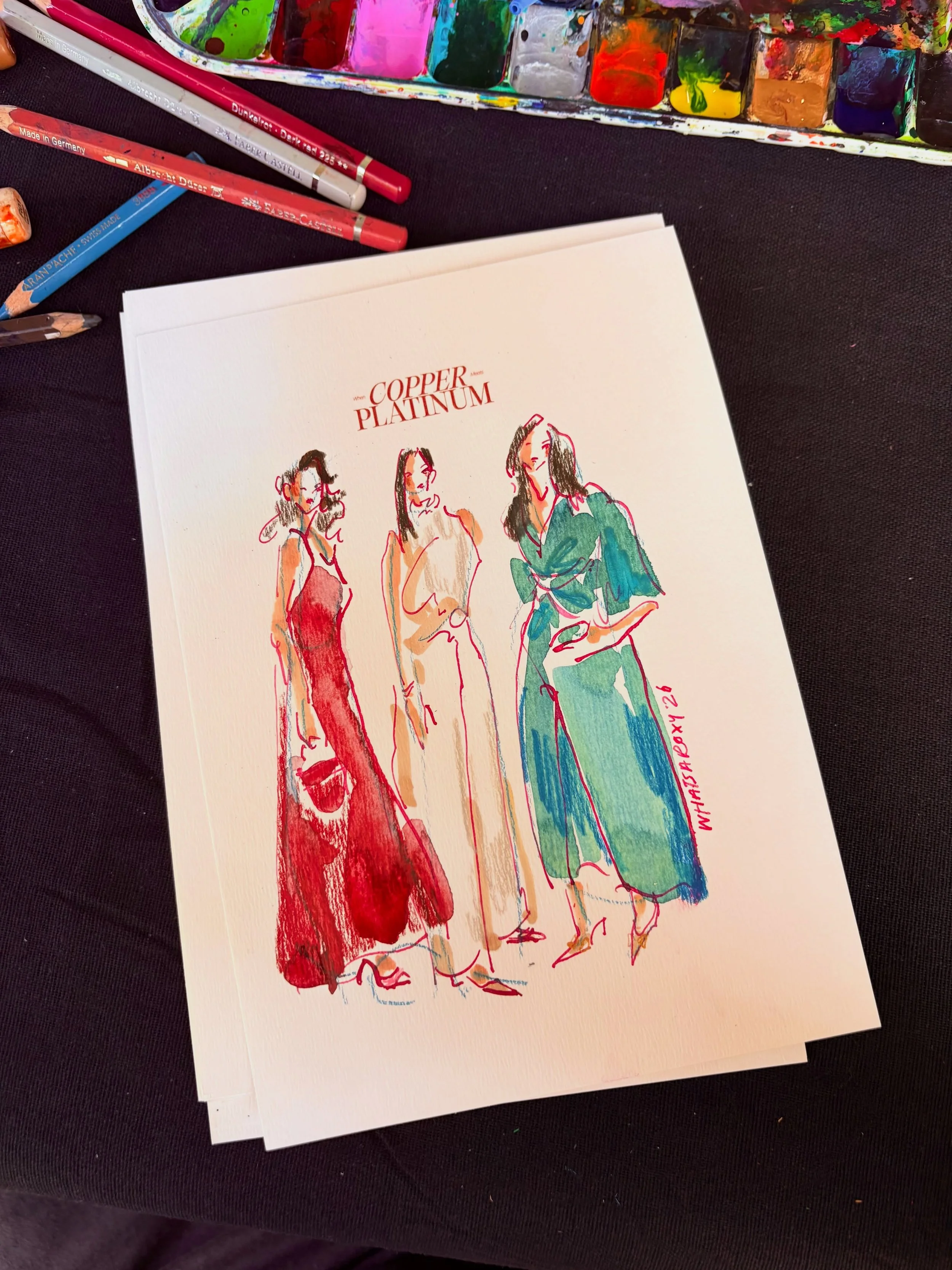 Live illustration for a big private event of 300 guests!

I draw guests live or from photos in 6 minutes per person with mixed media materials like ink, watercolor and coloured pencil on watercolor paper. All these drawings were framed which is why t