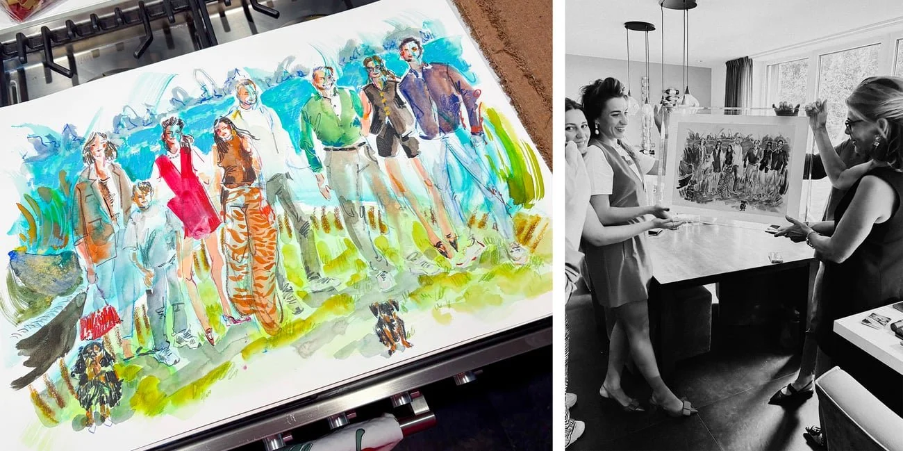 live illustration family portrait