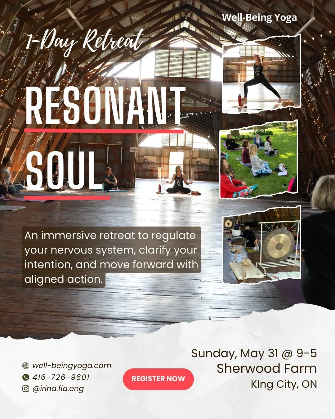 😍I&rsquo;ve been wanting to share this with you.

On Sunday, May 31, I&rsquo;ll be hosting Resonant Soul &mdash; a one-day immersive retreat in King City.

The idea for this retreat came from my own experience. I went through a time when everything 