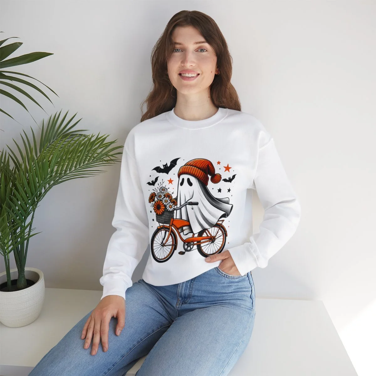 A ghost riding a bike