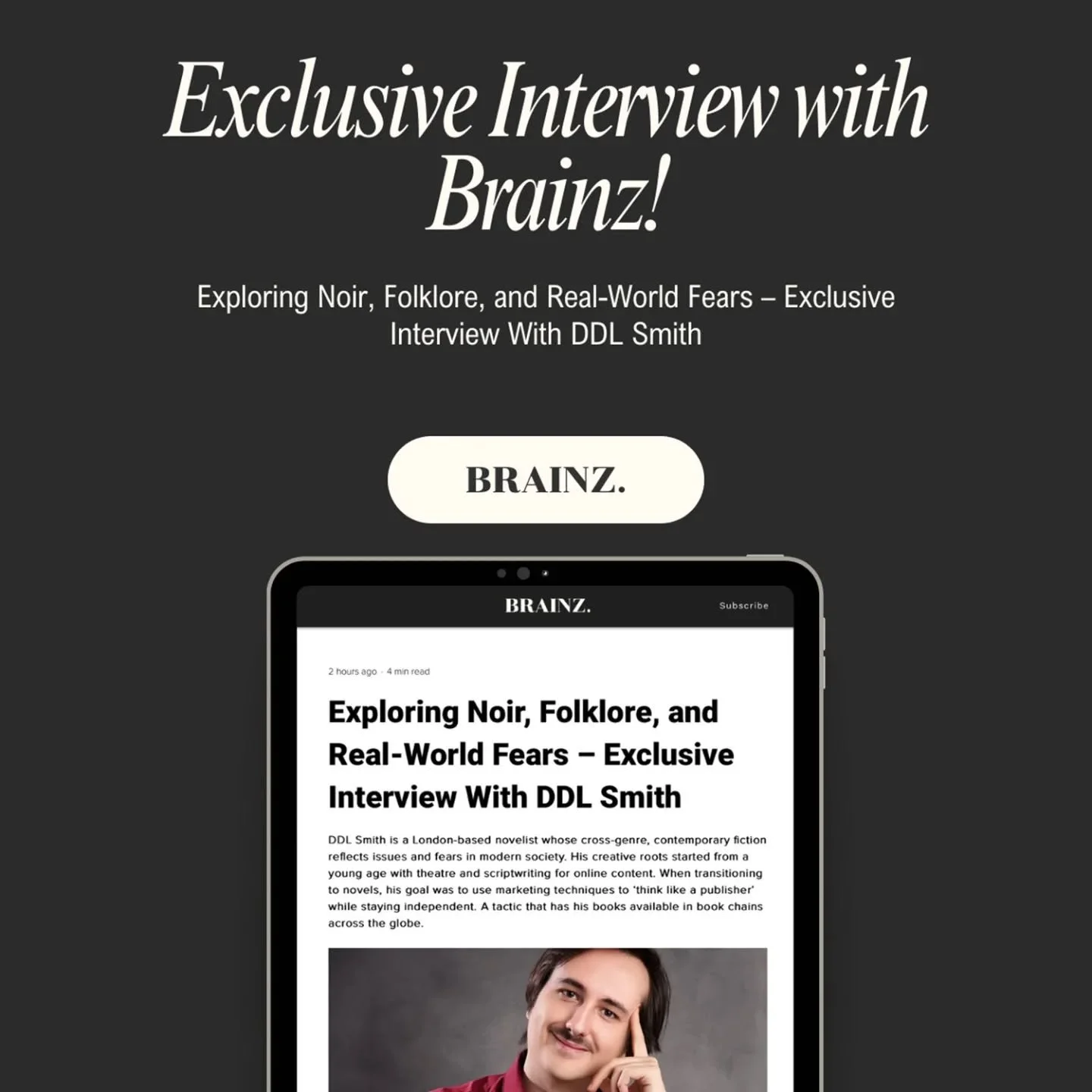 In a recent interview with @brainzmagazine, we look at how I research and write novels! Feel free to give a read! I'll put the link in bio.

https://www.brainzmagazine.com/post/exploring-noir-folklore-and-real-world-fears-exclusive-interview-with-ddl
