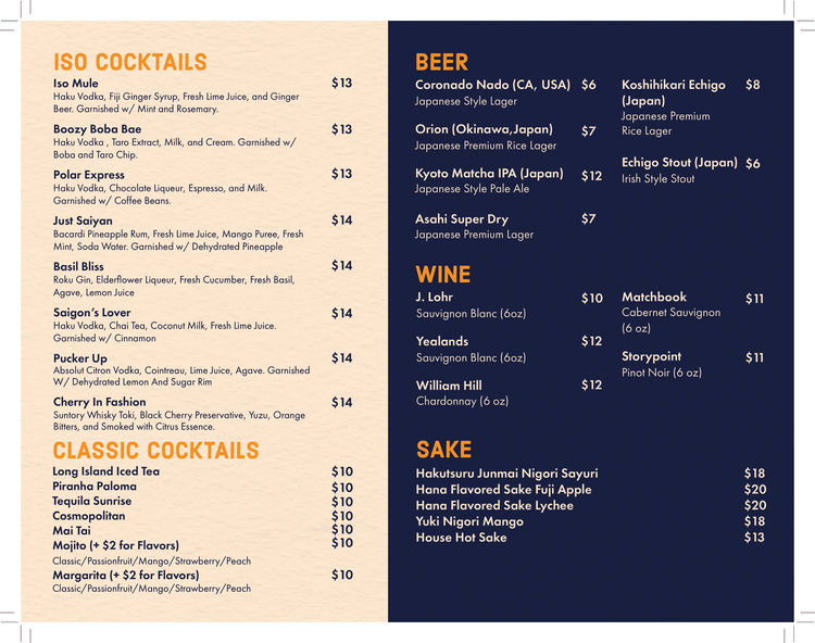 Standard Raleigh Menu Raleigh Menu — ISO ISO RAMEN