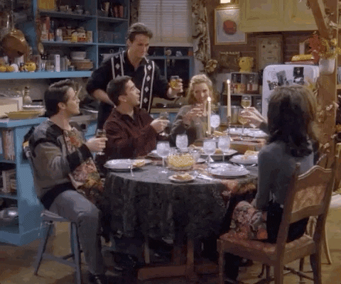 Friends TV show Thanksgiving dinner scene symbolizing gratitude and togetherness