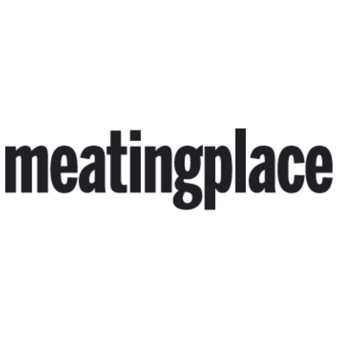 Black text reading 'meatingplace' on a white background