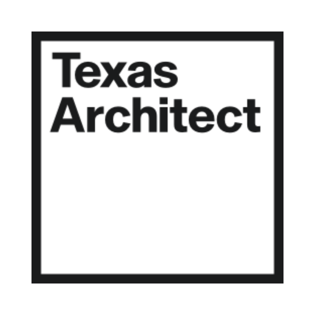 Black and white logo with the words 'Texas Architect' inside a square border.