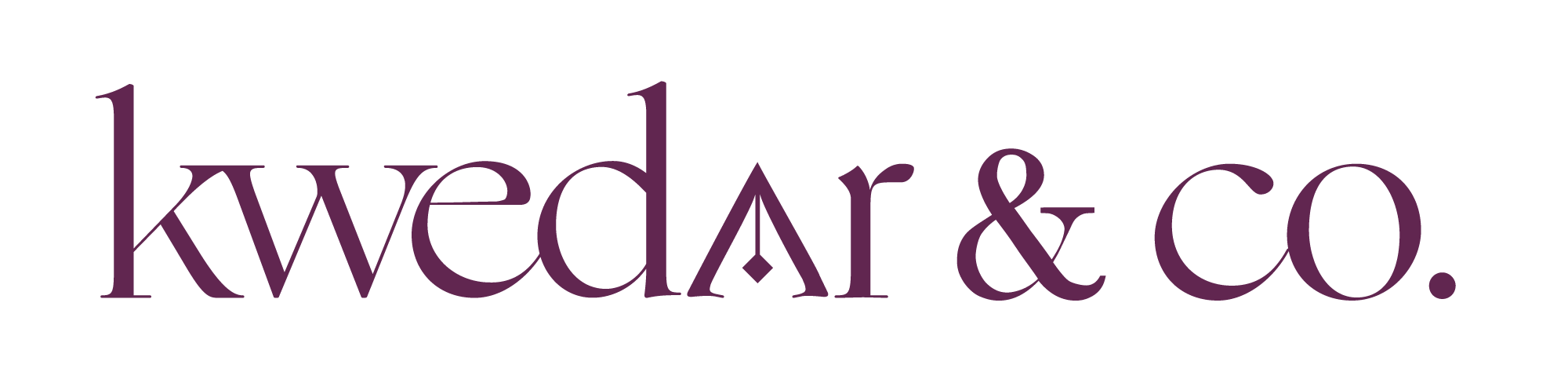Kwedar & Co logo in purple font over white background