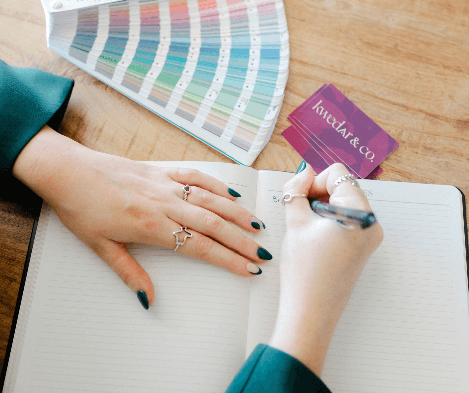 Choosing brand colors and refining tone of voice as part of Kwedar & Co.’s strategic communications process
