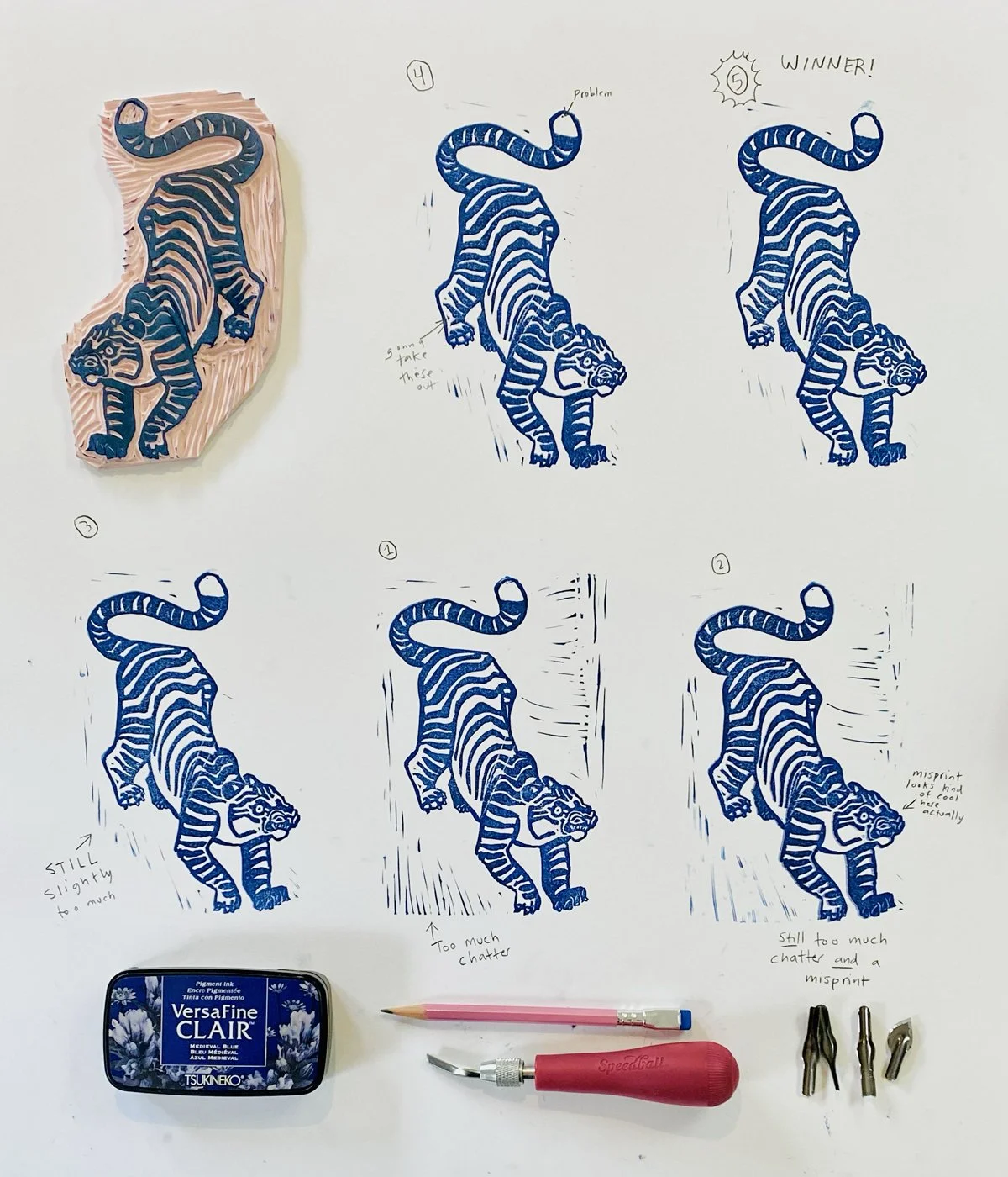 Linocut Print; Linoleum, Ink 