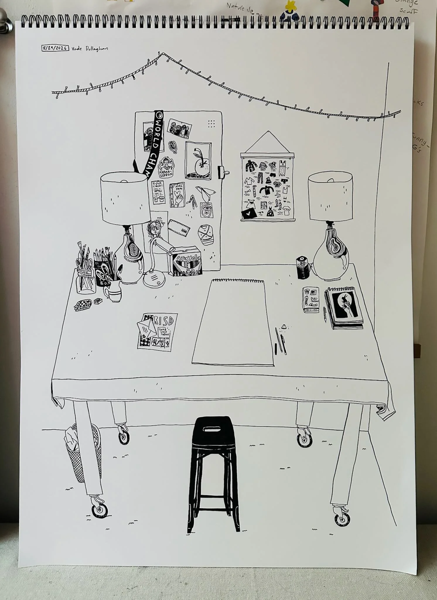 Large scale sketchbook page; tombow fudenosuke pen