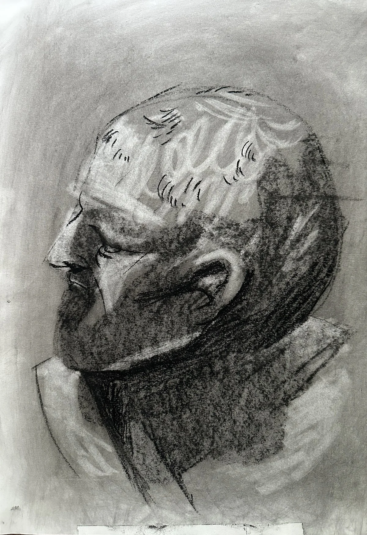Charcoal Reduction study; stick charcoal, kneaded eraser