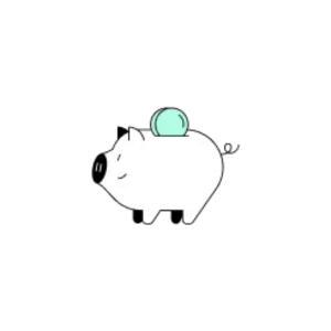 Animated piggy bank with a coin on top