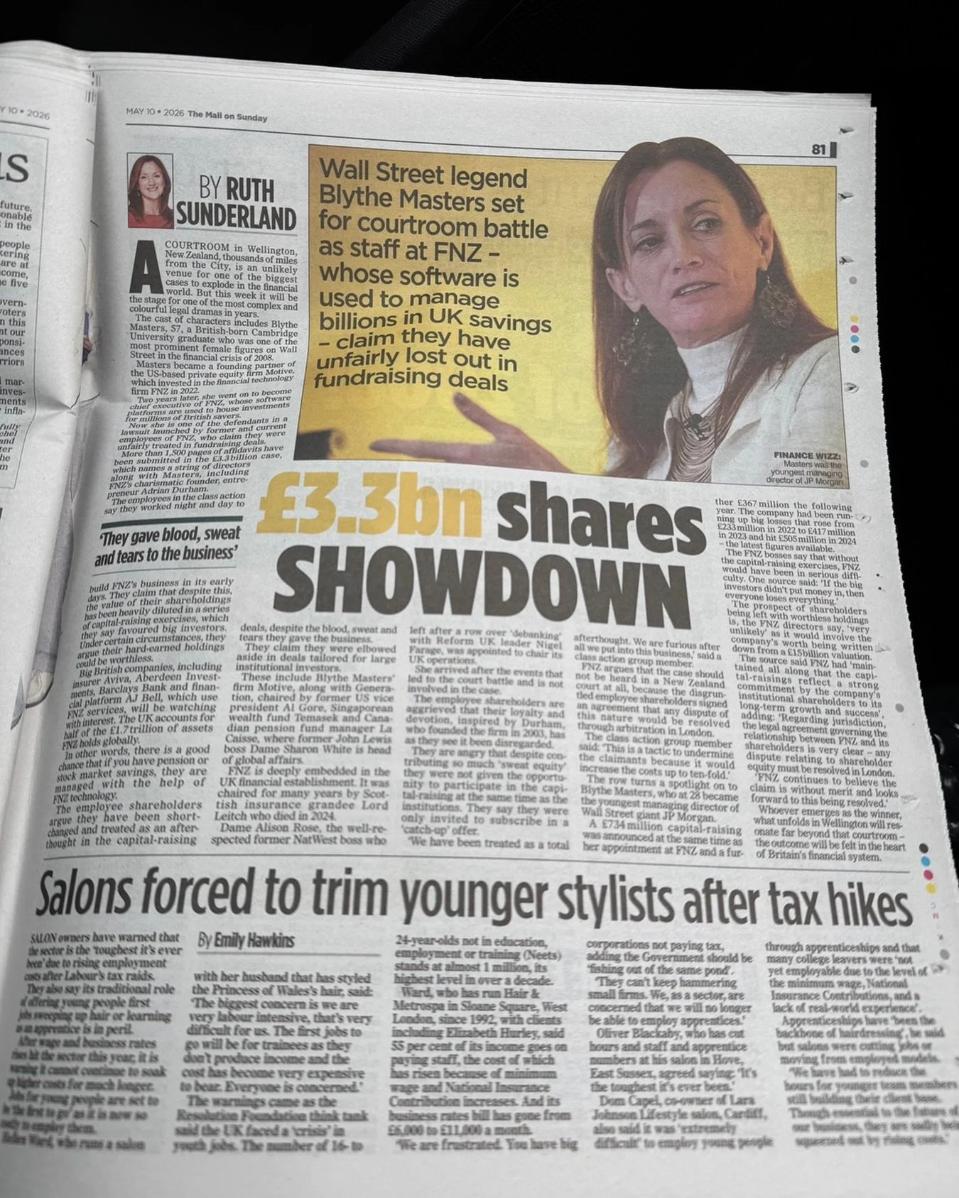Mail on Sunday today xx @salonemployersassociation @britishhairconsortium