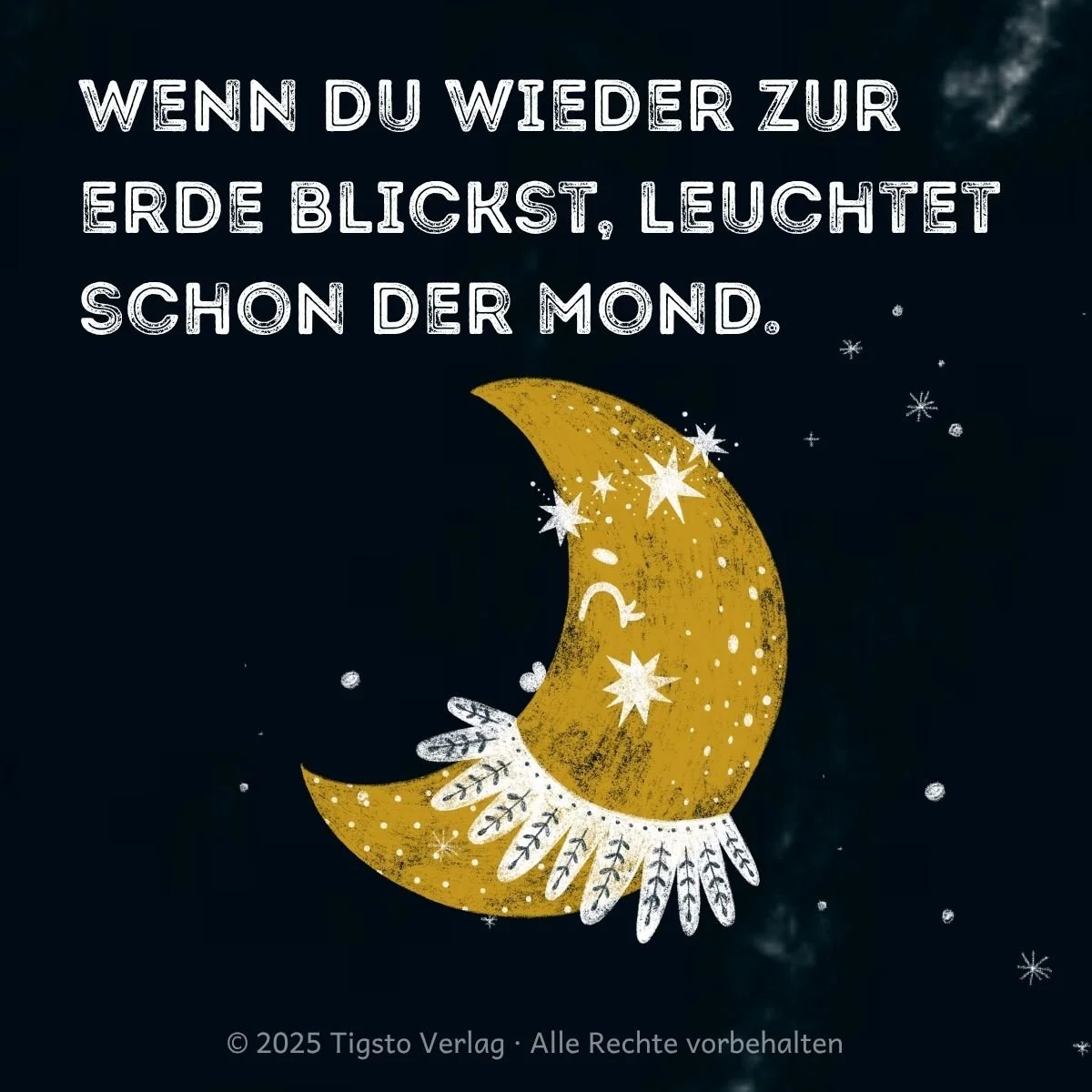 Kindlich dargestellter Mond im Weltall aus der Geschichte „Einmal rund ums Weltall“.