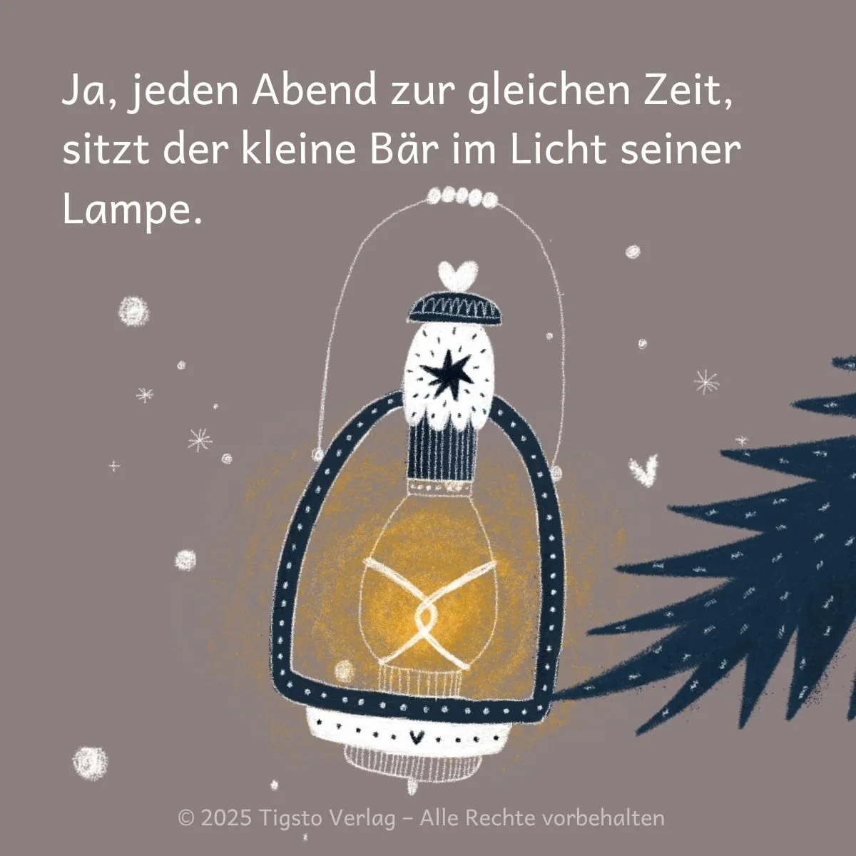 Lampe mit warmem Licht aus der Kindergeschichte „Der kleine Bär liest vor“.