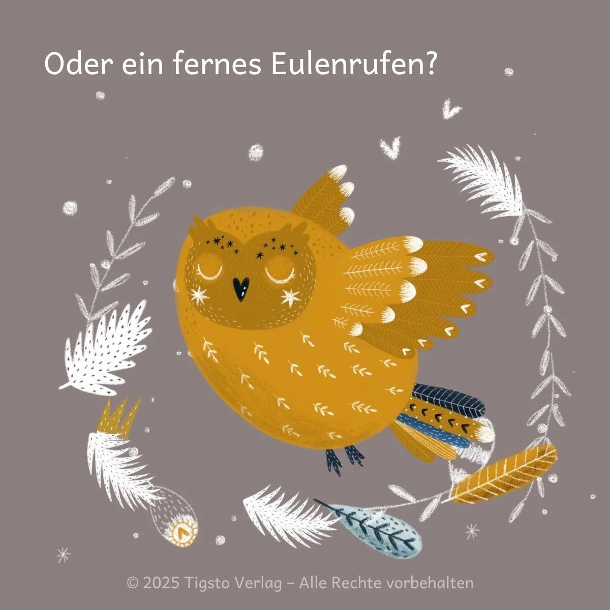 Eule in der Kindergeschichte „Der kleine Bär liest vor“.