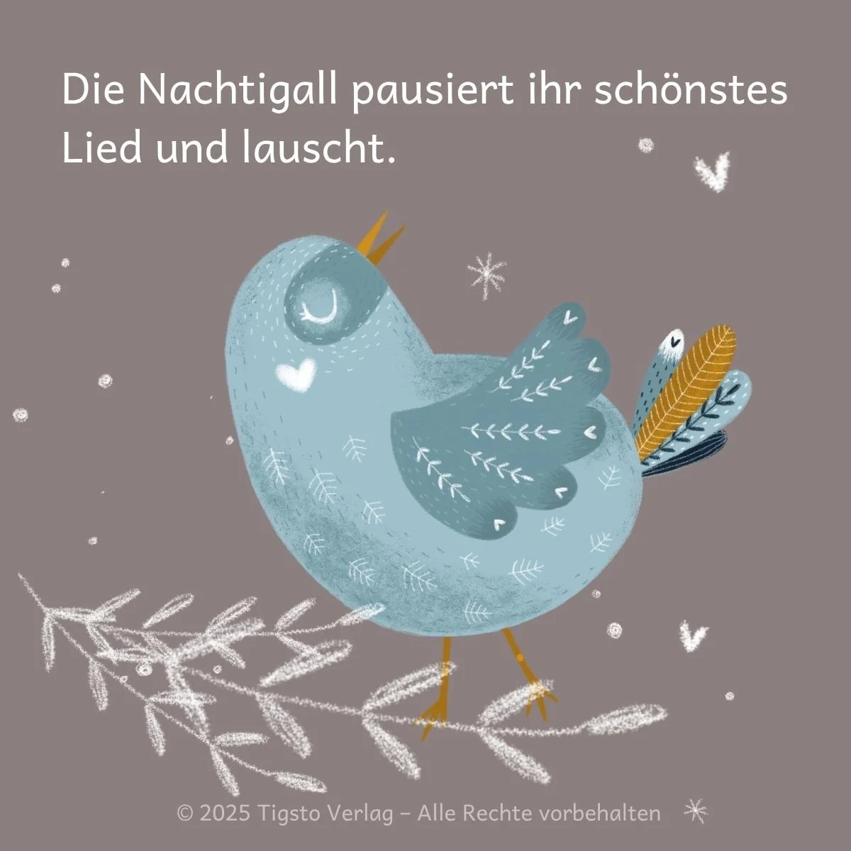 Vogel Nachtigall aus der Kindergeschichte „Der kleine Bär liest vor“.